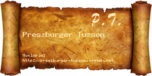 Preszburger Tuzson névjegykártya